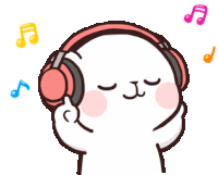 Cute entity listening to music