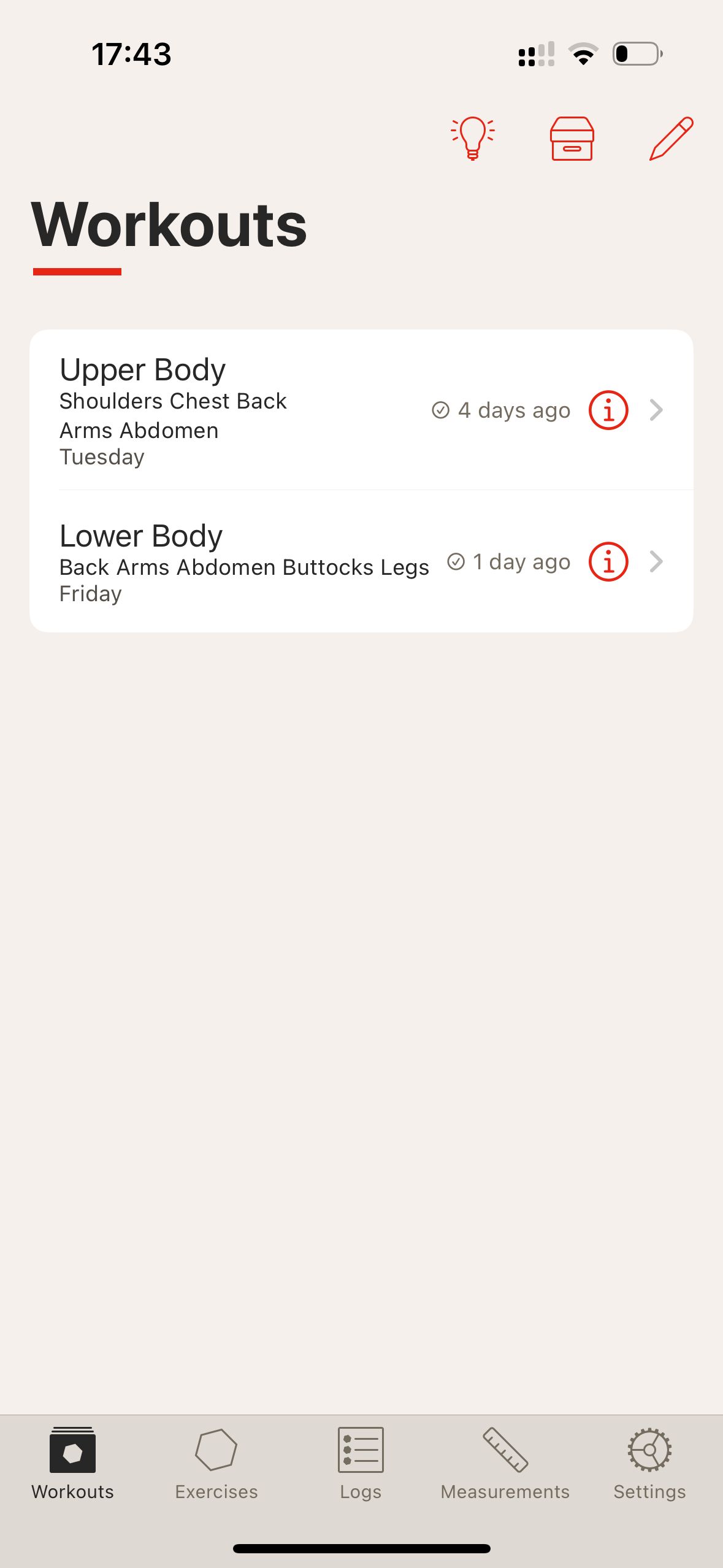 GymBook Workouts View GymBook Workouts View