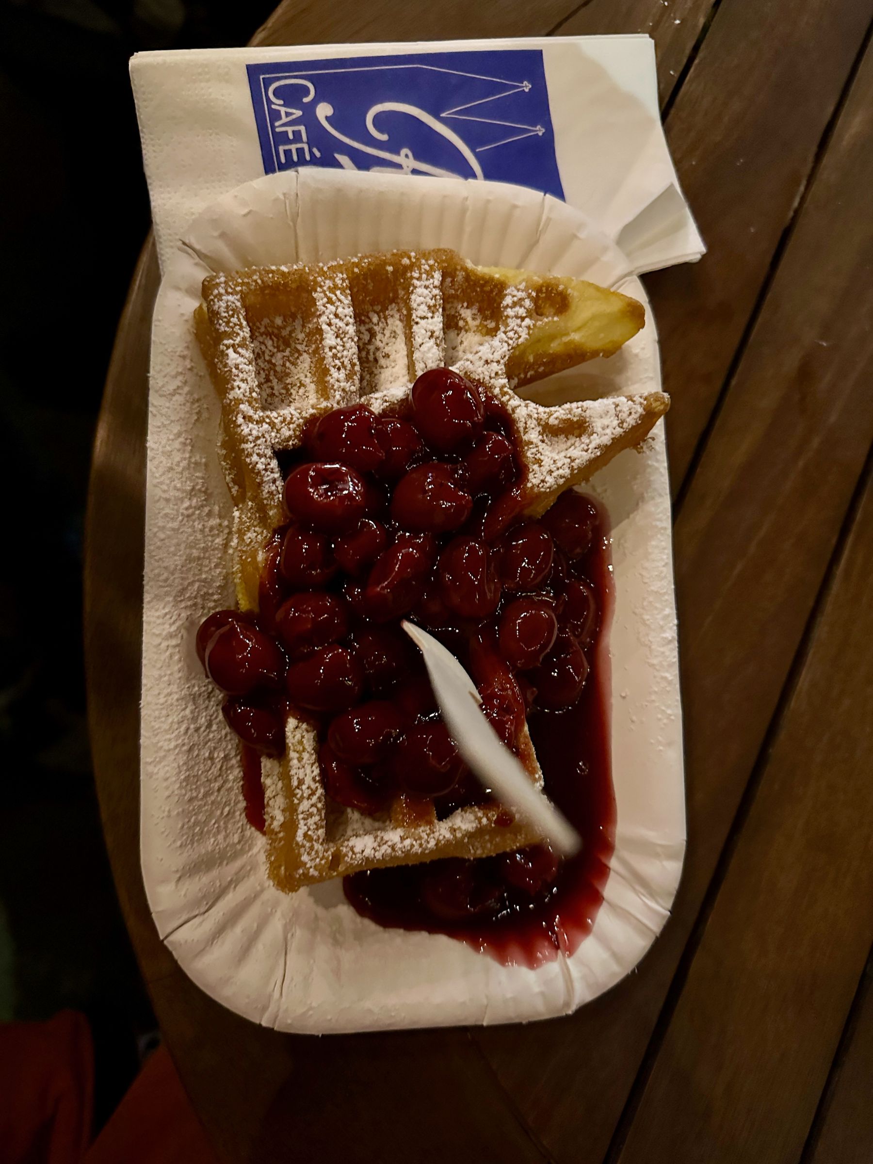 Waffle with Cherry Sauce Waffle with Cherry Sauce