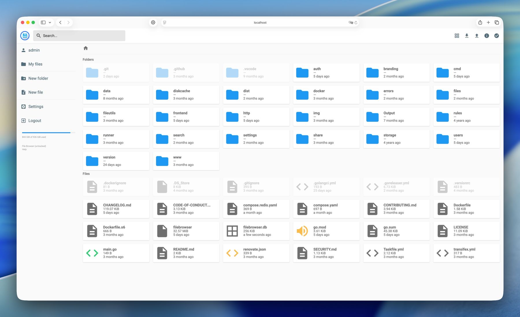 Screenshot of File Browser